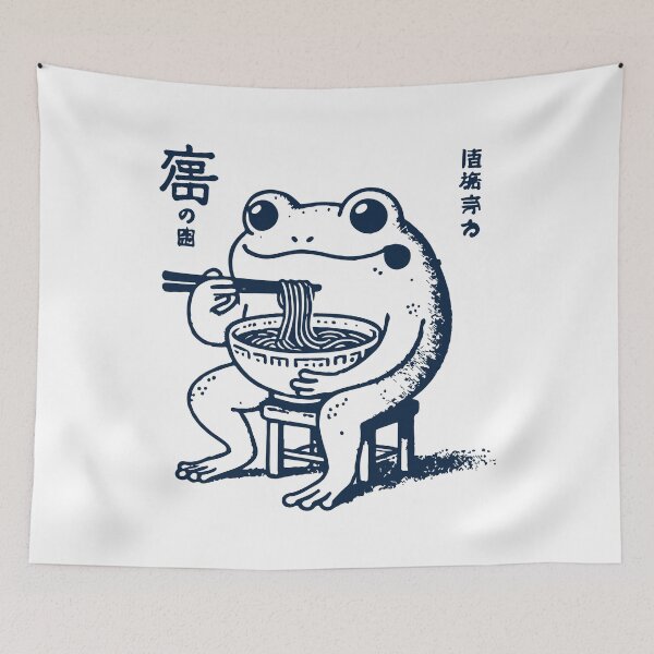 Item preview, Funny Ramen Frog Ukiyo-e Kawaii Retro Aesthetic designed and sold by LuminOrb.