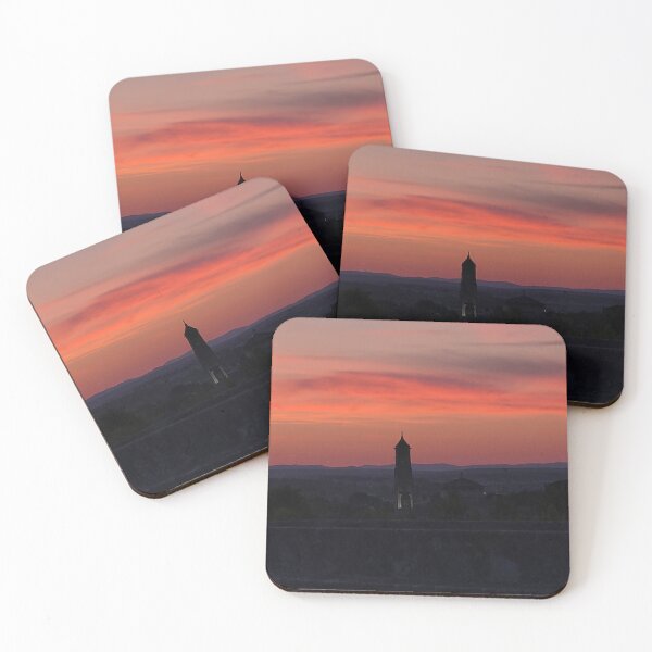 Item preview, Fiery Twilight – A Tower Silhouetted Against a Stunning Sunset designed and sold by World-Shop25.