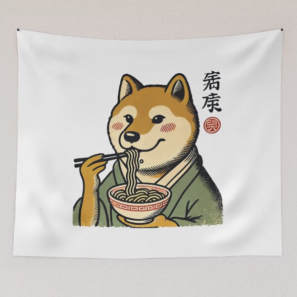 Item preview, Shiba Dog Ramen Noodles Funny Dogs Ukiyo-e designed and sold by LuminOrb.