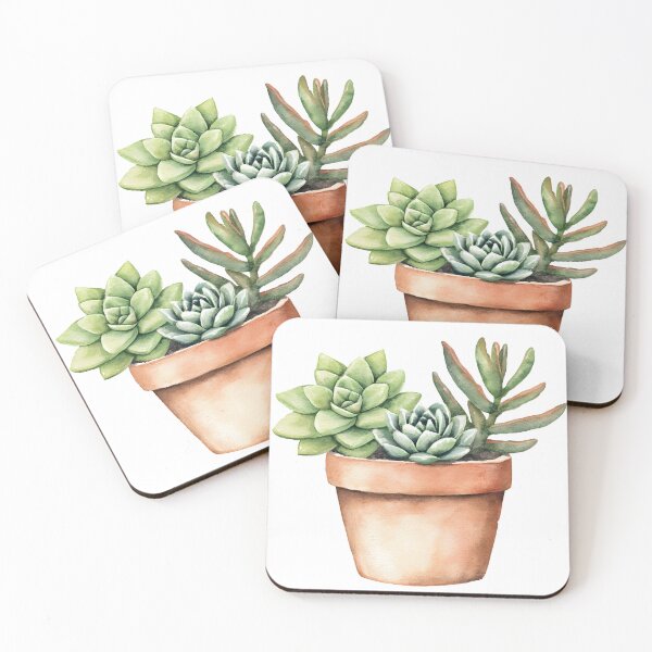 Item preview, watercolor potted succulent clipart designed and sold by wonderisland.