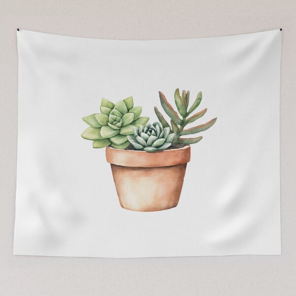 Item preview, watercolor potted succulent clipart designed and sold by wonderisland.