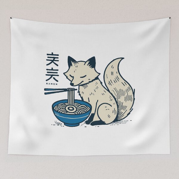 Item preview, Kitsune Ramen Fuchs Kawaii Retro Ukiyo-e Japan designed and sold by LuminOrb.