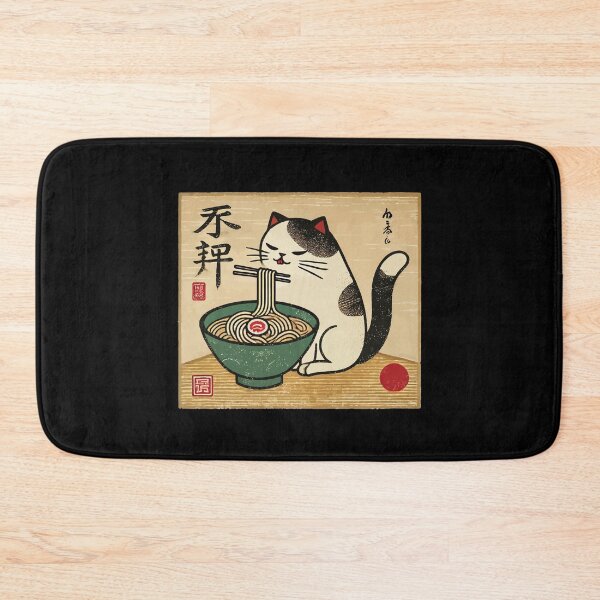 Item preview, Funny Kawaii Cats Ramen Rama Retro Ukiyo-e designed and sold by LuminOrb.