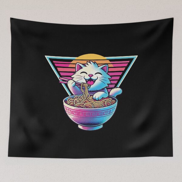Artikelvorschau, Kawaii Katze Mit Ramen Nudeln Im Retro Japanisch entworfen und verkauft von LuminOrb.