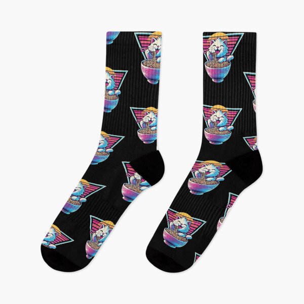 Item preview, Kawaii Cat With Ramen Noodles In Retro Japanese designed and sold by LuminOrb.