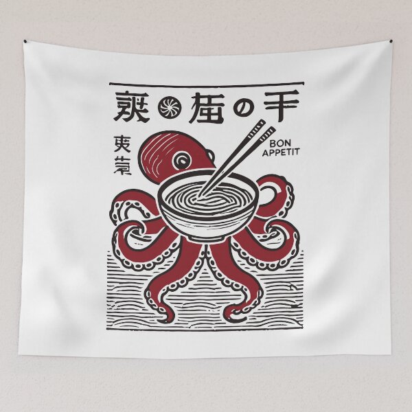 Item preview, Ramen Noodles Ukiyo-e Octopus Retro Japan Style designed and sold by LuminOrb.