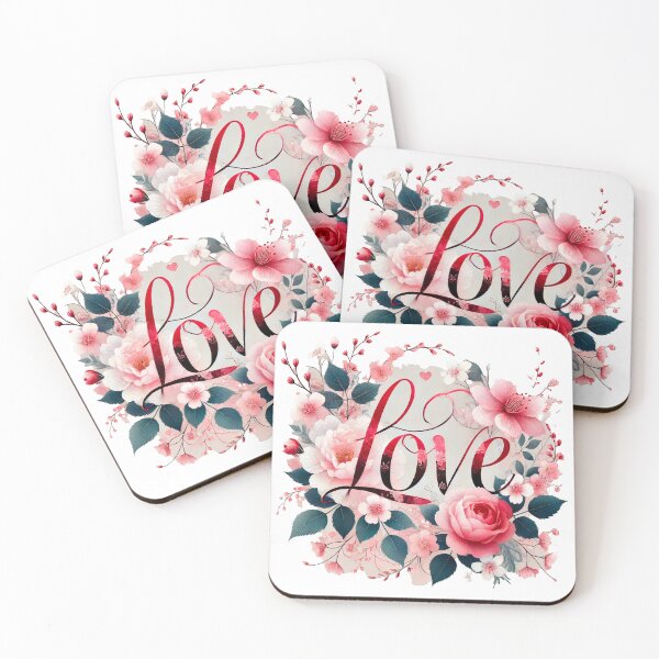 Aperçu de l'œuvre Motif floral romantique LOVE – Design élégant pour la Saint-Valentin créée et vendue par MasterStyleXL.