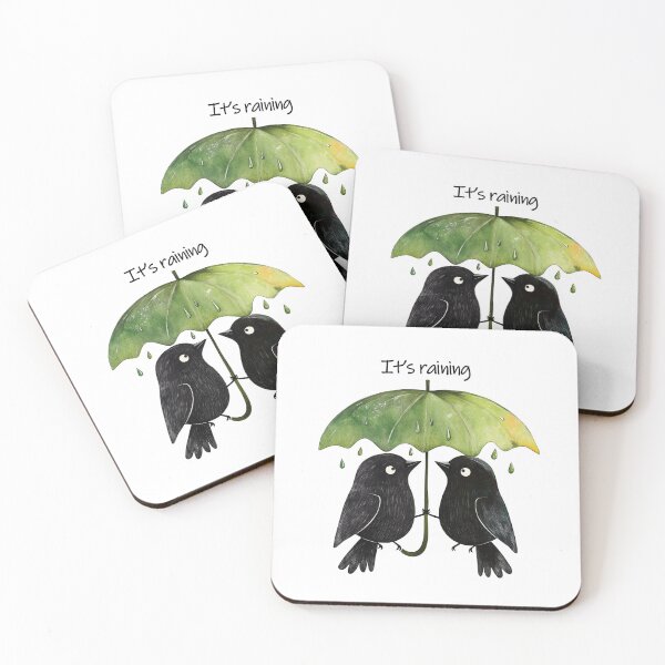 Item preview, Cute black birds "It's raining" designed and sold by Anicue.