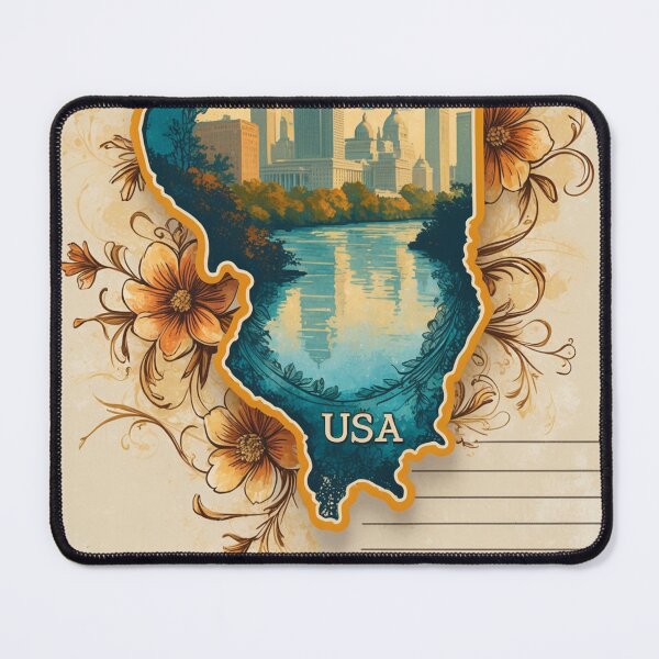 Item preview, Illinois State Outline USA Vintage Travel Retro Postcard Design designed and sold by TravelPostcardGems.