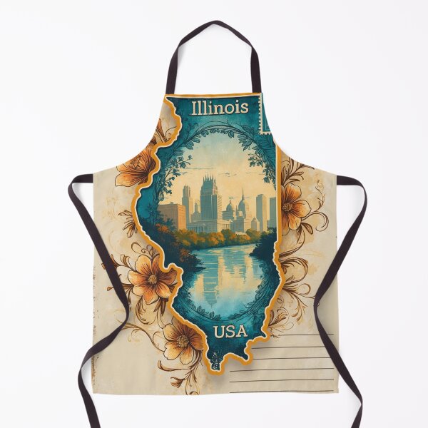 Item preview, Illinois State Outline USA Vintage Travel Retro Postcard Design designed and sold by TravelPostcardGems.