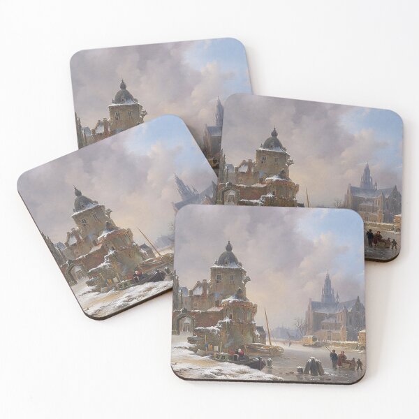 Item preview, Winter Cityscape with Frozen River designed and sold by tomorrowsart.