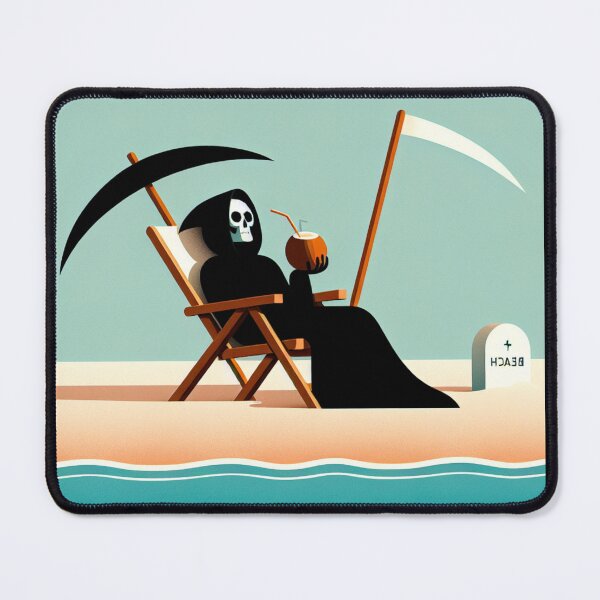 Item preview, Grim Reaper on Beach Relaxing Funny Art designed and sold by TrendHavenPL.
