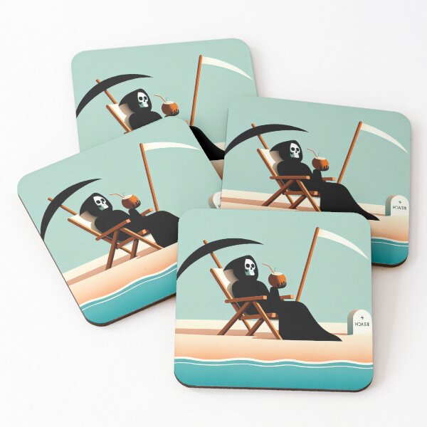 Item preview, Grim Reaper on Beach Relaxing Funny Art designed and sold by TrendHavenPL.