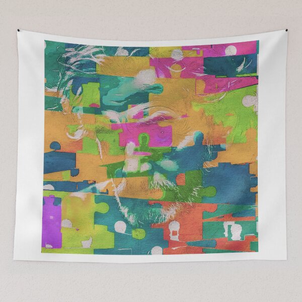 Item preview,  Abstract Portrait With Puzzle Motif, Textured Vibrant Design designed and sold by LCPcreations.