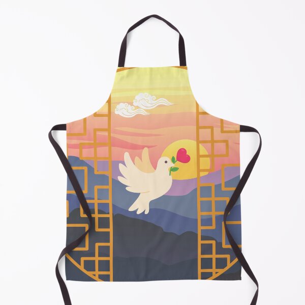 Item preview, Traditional Korean Hanok window design with dove, heart and sunset designed and sold by mycreastyle.