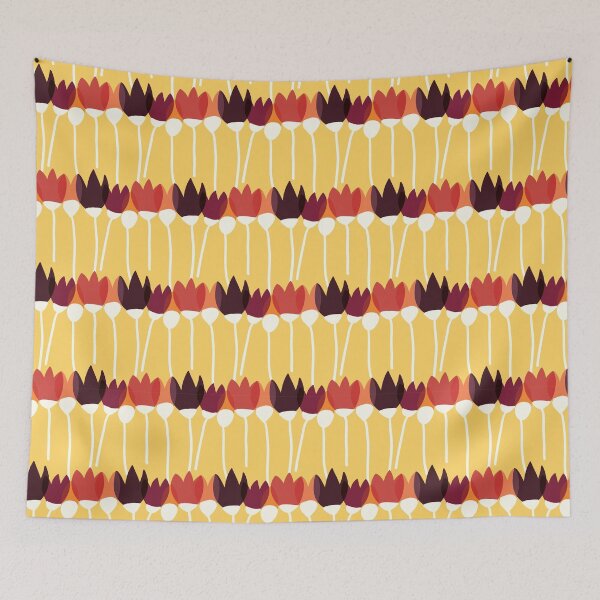 Item preview, Floral stylized red and yellow pattern designed and sold by pixel_werk.