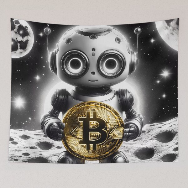 Item preview, Bitcoin Moon Robot – Cute Crypto Astronaut Hodl Meme Design designed and sold by Manuel Engler.