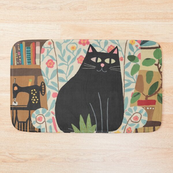 Item preview, Master of the sewing machine! A cute black kitten is chilling in an armchair, thinking about the new style of sweatshirt she will sew.  designed and sold by SaraSumi.