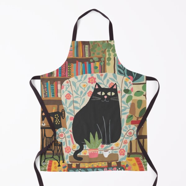 Item preview, Master of the sewing machine! A cute black kitten is chilling in an armchair, thinking about the new style of sweatshirt she will sew. designed and sold by SaraSumi.