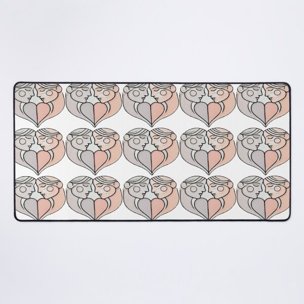Item preview, Minimal Love Heart with Symmetrical Faces in Soft Lavender and Peach Shades designed and sold by KreaDesignOne.
