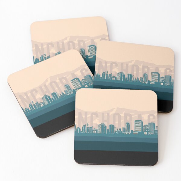 Item preview, anchorage skyline retro beige green designed and sold by BekimART2.