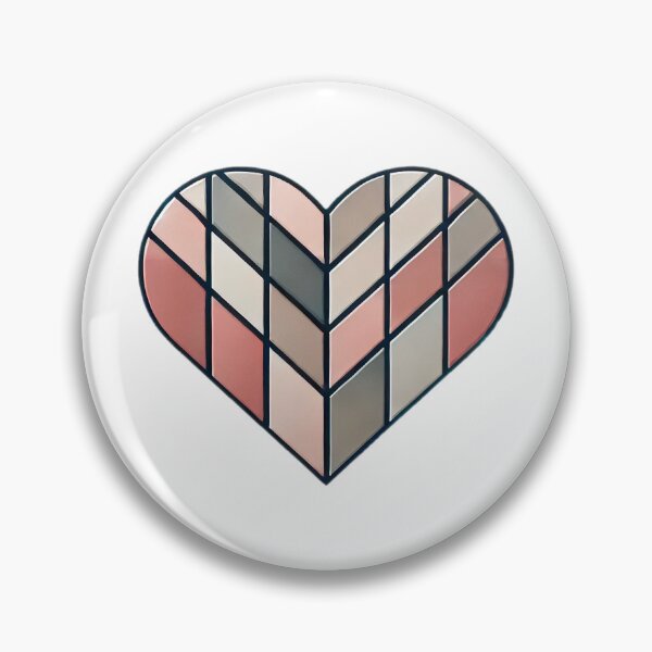 Item preview, Minimal Love Heart with Geometric Mosaic Pattern in Soft Pastel Shades of Pink and Beige designed and sold by KreaDesignOne.