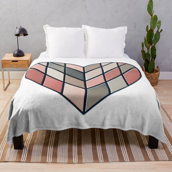 Item preview, Minimal Love Heart with Geometric Mosaic Pattern in Soft Pastel Shades of Pink and Beige designed and sold by KreaDesignOne.