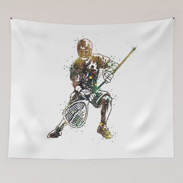 Item preview, Boy Lacrosse Goalie Watercolor Art Gift designed and sold by LotusGifts.
