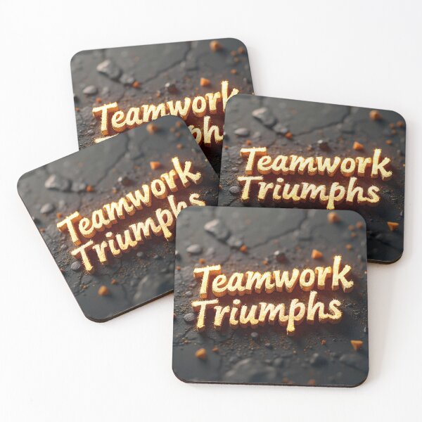 Item preview, Glowing Golden Text 'Teamwork Triumphs' on Cracked Surface designed and sold by Creative88Art.