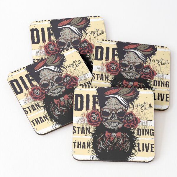 Item preview, Tete de mort rather die hipster skull crane beard designed and sold by Achille3777.
