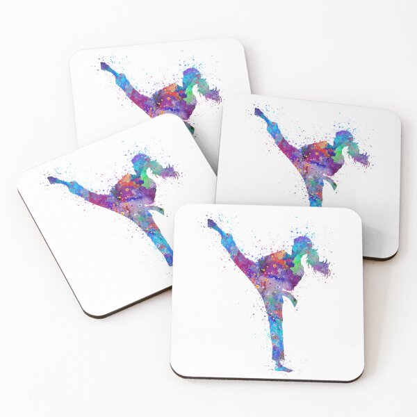 Item preview, Karate Girl Kick Watercolor Martial Art Sport Gift designed and sold by LotusGifts.