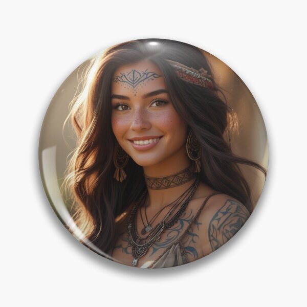 Item preview, A beautful young tribal brunette tattoed woman with long flowing dark hair with a sweet smile. designed and sold by Shapeshifter797.