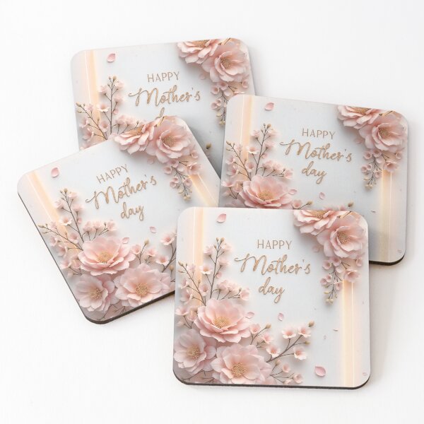 Item preview, Mother's Day Greeting Card with Pink Flowers and Gold Script Text designed and sold by Creative88Art.