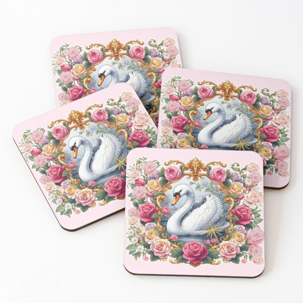 Item preview, Beautiful Pink Swan, flowers, femininity, beauty and love, rococò vibes designed and sold by Sugar Wisdom .