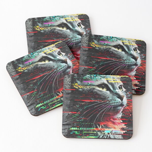 Item preview, Glitch Cat - Cyberpunk Digital Aesthetic designed and sold by Delta's Work.