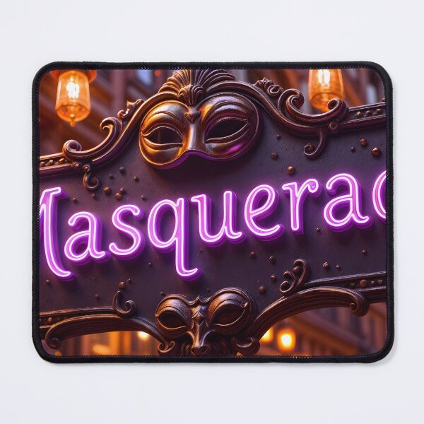 Item preview, Purple Neon Masquerade Sign with Decorative Mask in Urban Setting designed and sold by Creative88Art.