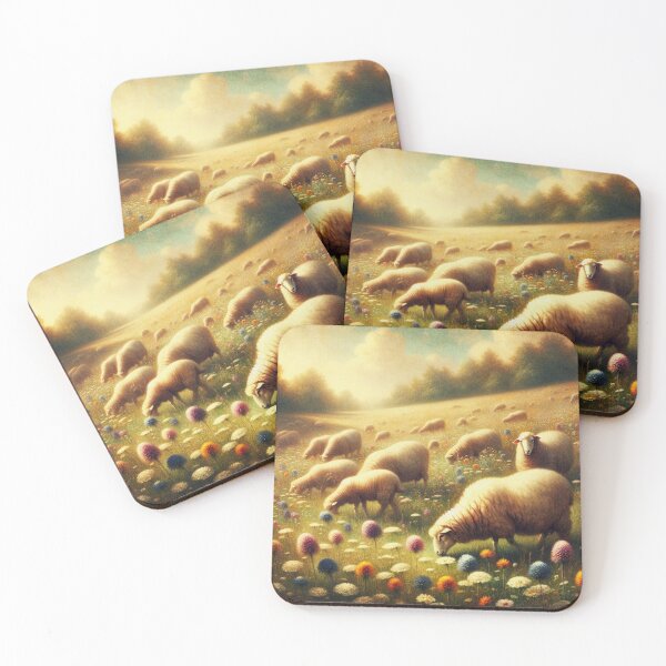 Item preview,  Serene Pasture: Sheep Grazing in a Wildflower Meadow designed and sold by mustardseed-410.