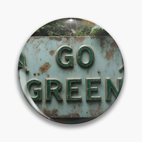 Item preview, Weathered Metal Sign with Go Green Text on Rustic Brick Wall designed and sold by Creative88Art.