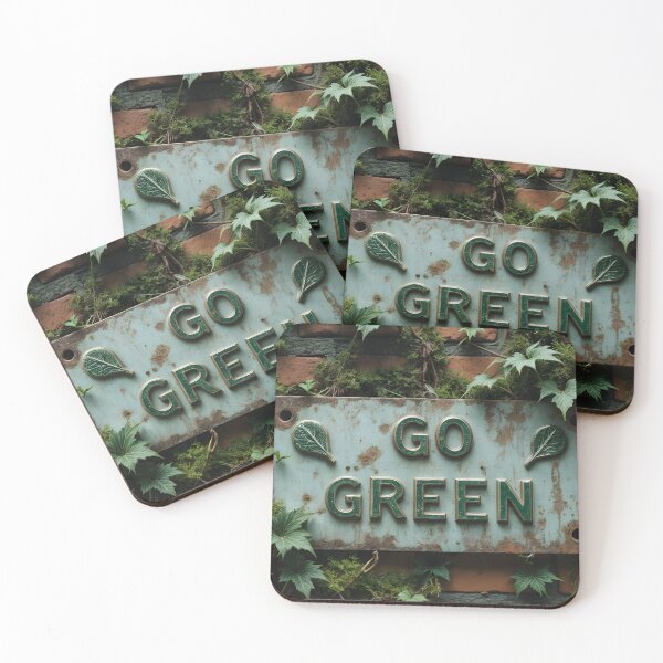 Item preview, Weathered Metal Sign with Go Green Text on Rustic Brick Wall designed and sold by Creative88Art.