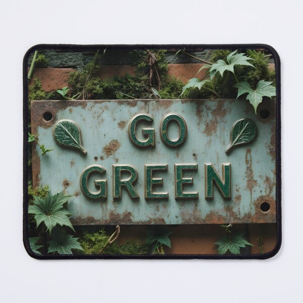 Item preview, Weathered Metal Sign with Go Green Text on Rustic Brick Wall designed and sold by Creative88Art.