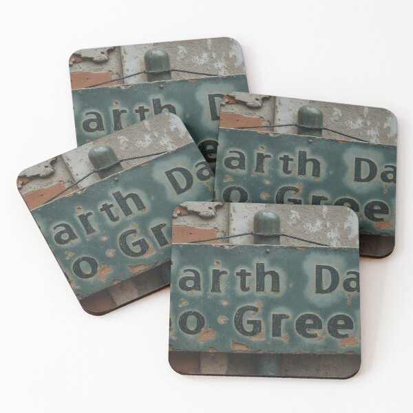 Item preview, Weathered Green Metal Sign Reading Earth Day Go Green on Brick Wall designed and sold by Creative88Art.