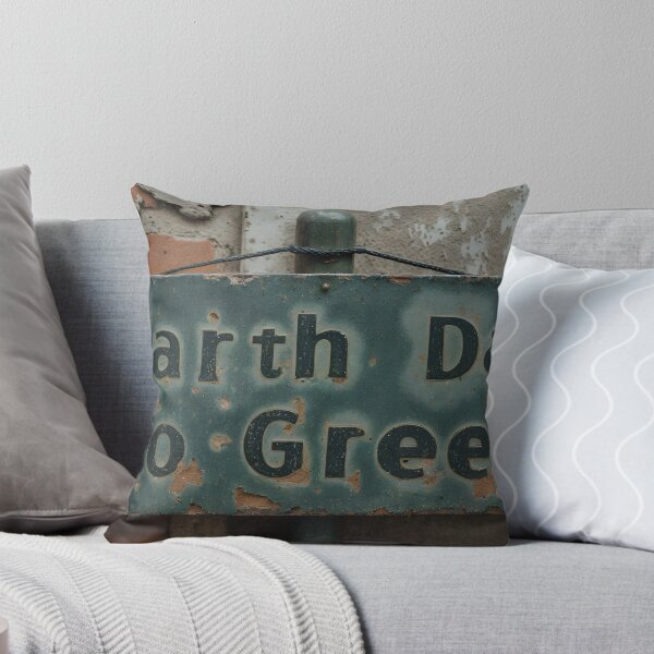 Item preview, Weathered Green Metal Sign Reading Earth Day Go Green on Brick Wall designed and sold by Creative88Art.