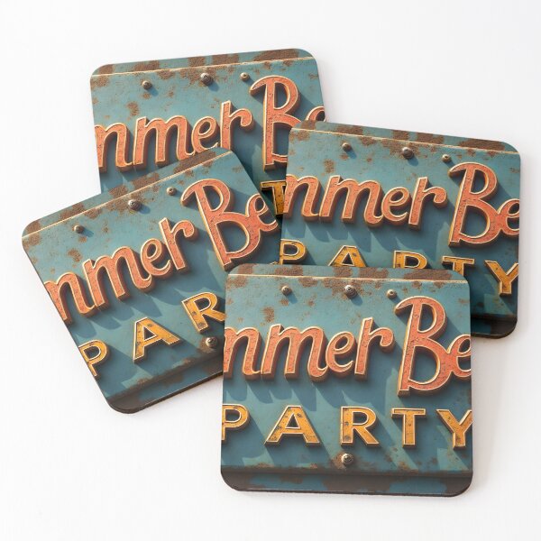 Item preview, Vintage Metal Sign with Summer Beach Party Text and Rustic Design designed and sold by Creative88Art.