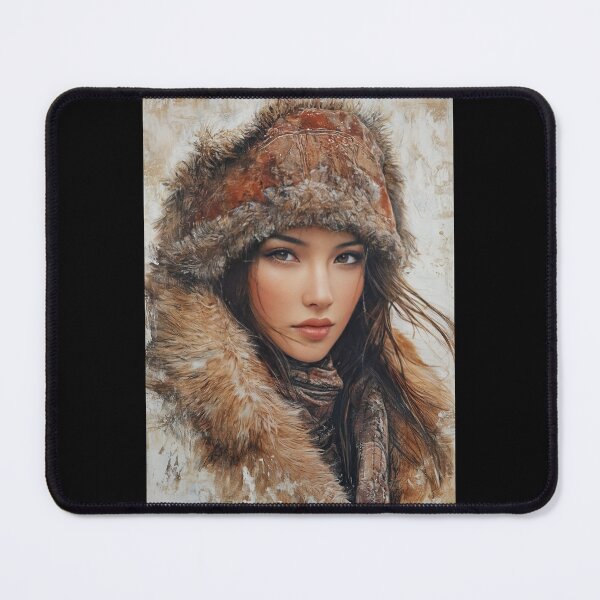 Item preview, Arctic Beauty: Mongolian Woman in Winter Fur designed and sold by ArtVibeCo.