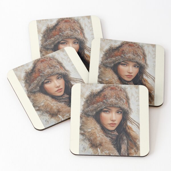Item preview, Arctic Beauty: Mongolian Woman in Winter Fur designed and sold by ArtVibeCo.