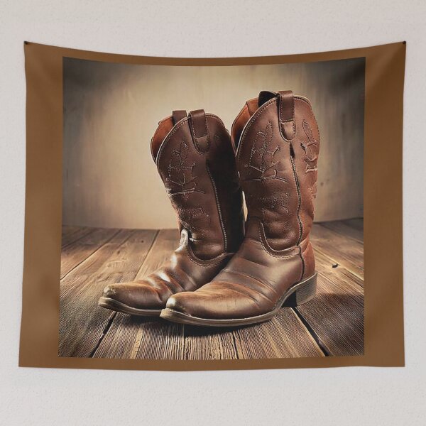 Item preview, Vintage Leather Cowboy Boots, Old Western Art designed and sold by Phat Dog Designs .