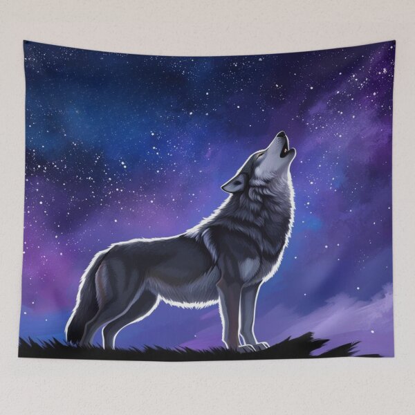 Item preview, Howling Wolf & Starlit Sky designed and sold by Pines & Starlight.