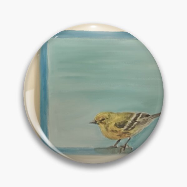 Item preview, Yellow Bird by the Blue Window – Watercolor Painting designed and sold by CreationbyNiki.
