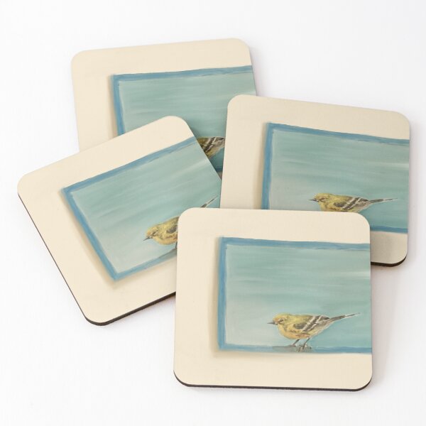 Item preview, Yellow Bird by the Blue Window – Watercolor Painting designed and sold by CreationbyNiki.