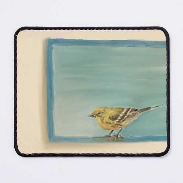 Item preview, Yellow Bird by the Blue Window – Watercolor Painting designed and sold by CreationbyNiki.